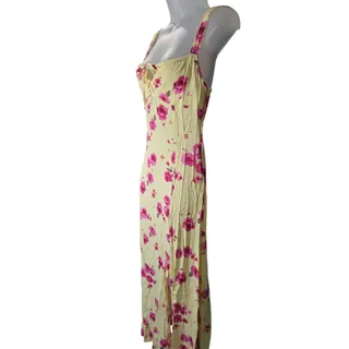 Photo of Madden Girl Women S Yellow Pink Rose Floral Maxi Dress Bust Tie Cottagecore Y2K