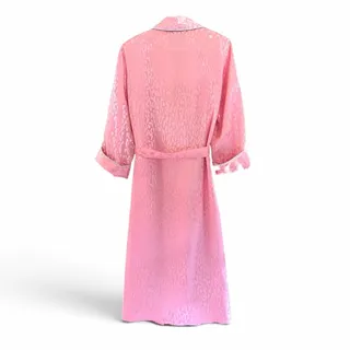 Photo of Bill Blass VTG 80s Pink Damask Satin Jacquard Robe Ghost Leopard Animal Print