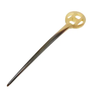 Photo of Hermes Rocaille Kanzashi Buffalo Horn Hair Pin Brown