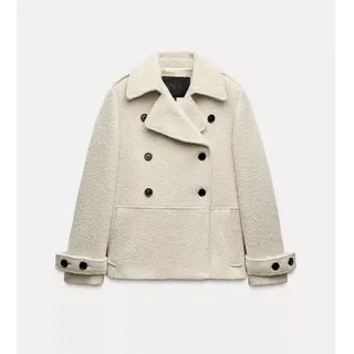 Photo of Zara 9867/765 ZW 2024 Cream Wool Blend Boucle Oversized Jacket Coat S 4 6 NWT