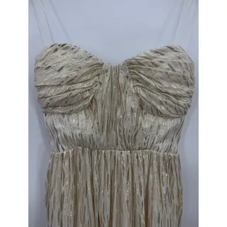 Photo of ERIN Erin Fetherston Coralie Foiled Silk Champagne Strapless Formal Gown Size 6