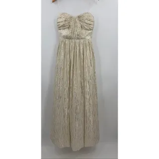 Photo of ERIN Erin Fetherston Coralie Foiled Silk Champagne Strapless Formal Gown Size 6