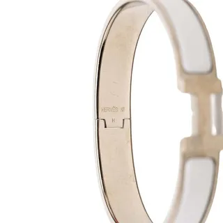 Photo of Hermes Clic HH T5 XL Enamel Bracelet Silver White