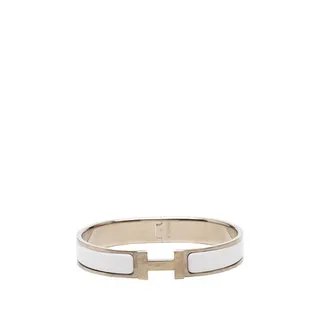 Photo of Hermes Clic HH T5 XL Enamel Bracelet Silver White