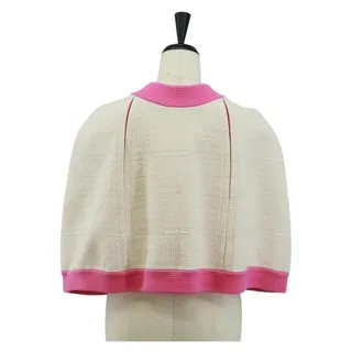 Photo of Chanel Cape Poncho Cotton White Pink Jacket