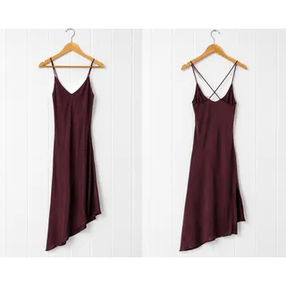 Photo of AG Adriano Goldschmied Scarlet Slip Dress XS Burgundy Cross Back Asymmetrical