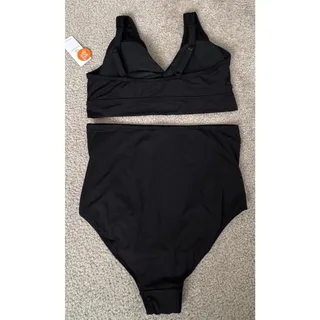 Photo of Charmo Women’s XL Black Bikini Set Padded Top High Waist Bottom UPF 50+ NWT
