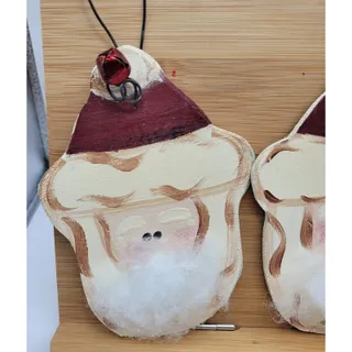 Photo of 3pc hand-painted Santa Claus head hanging decorations fuzzy white cotton beards