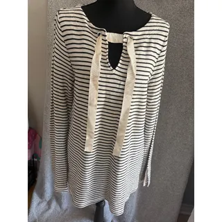 Photo of Chaps NWT M Striped Cotton Lace Up Nautical Tunic Top