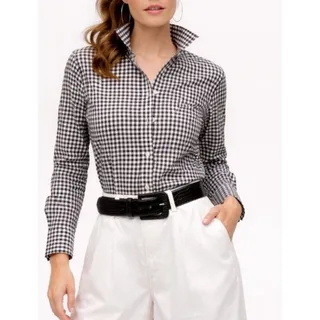 Photo of Sarah Alexandra women's long-sleeve button-down shirt black and white Size 6