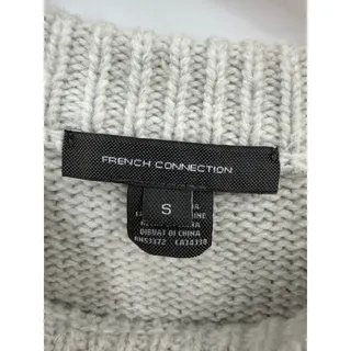 Photo of French Connection Joetta Cable Knit Cropped Sweater Gray Cotton Blend Size Small