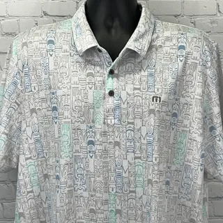 Photo of Travis Mathew Tiki Polo Shirt Mens XXL 2XL White Golfer Hawaiian Short Sleeve