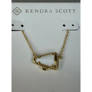 Photo of Kendra Scott Cheer Necklace – Gold Plated Brass – White Cheerleader Megaphone