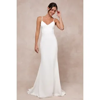 Photo of NWOT Lulus Feeling of Forever White Sleeveless Mermaid Maxi Dress Women's Medium