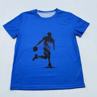 Photo of Unbranded Boys Basketball Player Graphic Shirt Blue Size 9-10