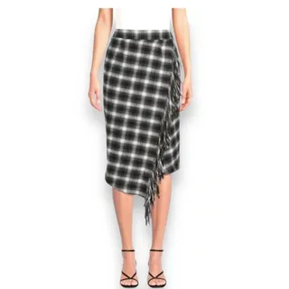 Photo of Time and Tru Black, White & Gray Fringe Skirt - XXL (20)