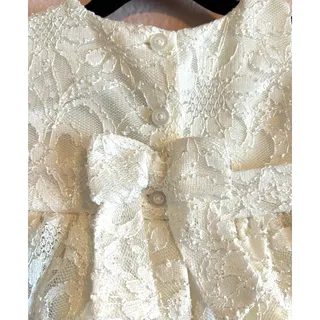 Photo of Blueberi Boulevard Ivory lace Sleeveless Dress Infant size 12mo Pearl collar EUC
