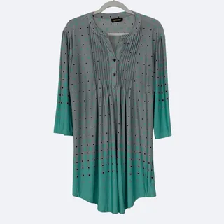 Photo of Reborn Grey & Teal Polka Dot 3/4 Sleeve Blouse