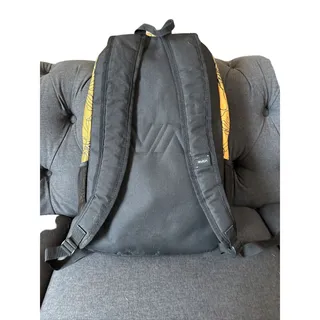 Photo of RVCA Estate II Yellow Backpack EUC with black flowers