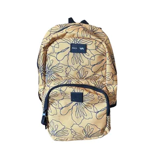 Photo of RVCA Estate II Yellow Backpack EUC with black flowers