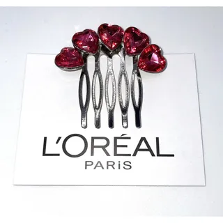 Photo of L’Oréal Womens Hair Clip Comb Pink Heart Gem 1.75” in Small metal dance prom