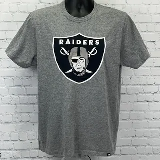 Photo of Las Vegas Raiders Embroidered Logo T Shirt M Medium Gray Short Sleeve 47 Brand