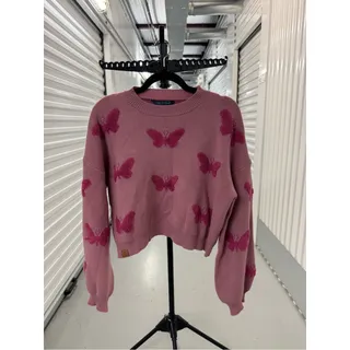 Photo of Nwt Simply Southern Mauve Crewneck Sweater Dark Pink Butterfly Motif Size xl