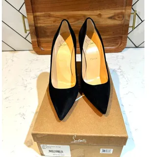 Photo of Christian Louboutin Alminette black suede 100MM pointed-toe pump size 38W2