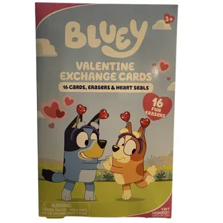 Photo of Bluey 16 Cards, Erasers & Heart Seals Valentines NEW Home School Teacher 2 Boxes