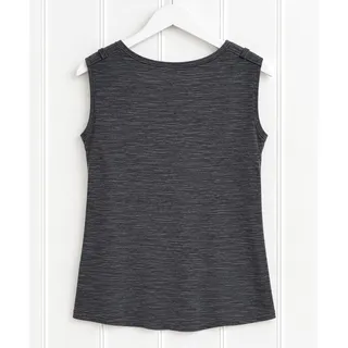 Photo of LOFT Top Womens M Charcoal Gray Sleeveless Button Shoulder Heathered Stretch