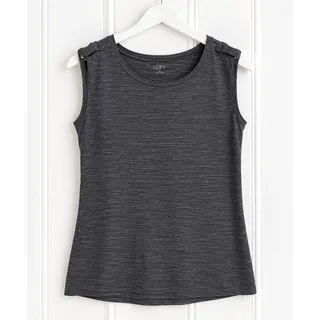 Photo of LOFT Top Womens M Charcoal Gray Sleeveless Button Shoulder Heathered Stretch
