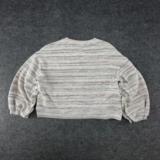 Photo of Madewell Sweater Striped Crewneck Balloon Sleeve Knit Top Womens XL Multicolor