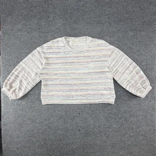 Photo of Madewell Sweater Striped Crewneck Balloon Sleeve Knit Top Womens XL Multicolor