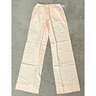 Photo of Auden Women's 100% Cotton Beige Striped Pajama Pants Elastic Waist XS Long