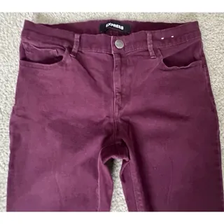 Photo of Express Mid Rise Legging Jeans Womens 8R Burgundy Stretch Skinny Denim 8 Regular