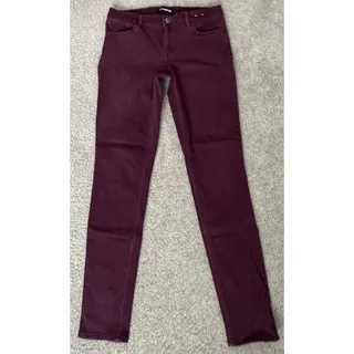 Photo of Express Mid Rise Legging Jeans Womens 8R Burgundy Stretch Skinny Denim 8 Regular