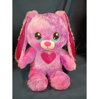 Photo of Build-A-Bear Heartable Bunny 17" Pink Purple Tie Dye Glitter Heart Plush