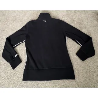 Photo of Puma Womens Large Black Full Zip Track Jacket Spellout Logo Piping Retro