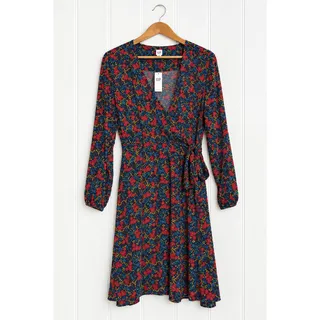 Photo of GAP Wrap Dress Womens M Navy Red Floral Long Sleeve Tie Waist V Neck 406859 NWT