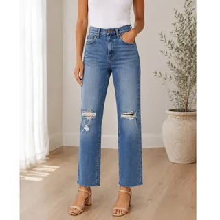 Photo of Mother High Waisted Rider Straight Ankle Fray Jeans 28 / 6