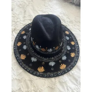 Photo of This Black Hand Painted Cowboy Hat Is A Stunner. Dress It Up Or Down. Must See!