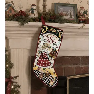 Photo of Mary Engelbreit Needlepoint Christmas Stocking 21” - Girl Presents 1998 Velvet