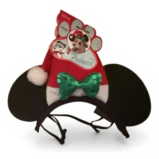 Photo of NWT Disney Rubies Pets Mickey Mouse Red Santa Hat Sequined Bow Pet Ears S/M