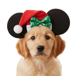 Photo of NWT Disney Rubies Pets Mickey Mouse Red Santa Hat Sequined Bow Pet Ears S/M
