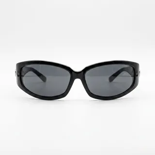 Photo of Gucci Black Wraparound Sunglasses Crystal Interlocking GG Logo with Case