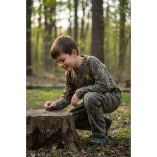 Photo of Browning Mossy Oak Bottomland Youth Hunting Outfit Set Shirt Pants Camo Size S/P