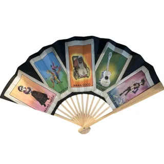 Photo of NWT Disney Parks Coco Folding Character Hand Fan Mexican Lotería Double-sided
