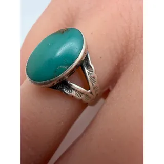 Photo of 1930s era Pacific Jewelry Old Pawn Sterling Silver Vintage Turquoise ring