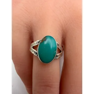 Photo of 1930s era Pacific Jewelry Old Pawn Sterling Silver Vintage Turquoise ring