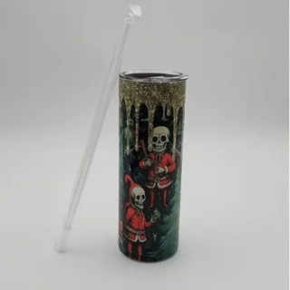 Photo of Christmas Dark Santa Elf Tumbler With Lid & Straw 20 oz Tree Garland Gothic Yule